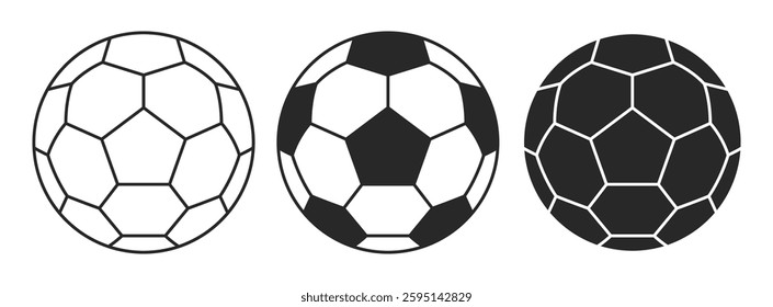 Football stylish icon set vector illustration. Soccer sports ball in different style