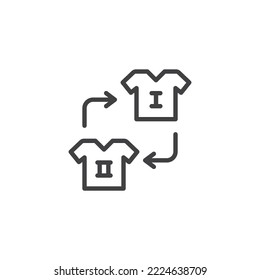 Football Substitution line icon. linear style sign for mobile concept and web design. Player replacing outline vector icon. Symbol, logo illustration. Vector graphics