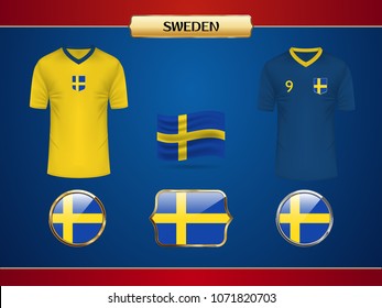 Football Sweden Jersey. Vector Country Flag.