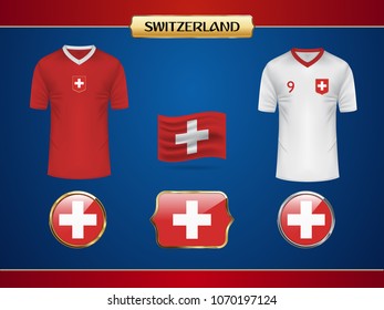 Football Switzerland Jersey. Vector Country Flag.