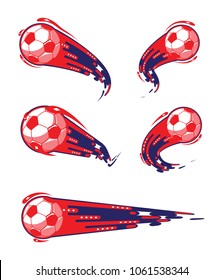 Football symbols set. fast moving soccer ball. logo for sports design. Vector illustration.