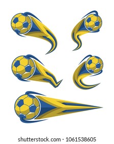 Football symbols set. fast moving soccer ball. logo for sports design. Vector illustration.