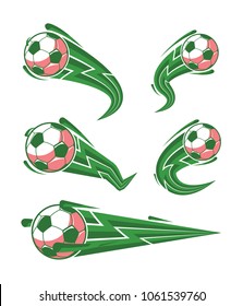 Football symbols set. fast moving soccer ball. logo for sports design. Vector illustration.