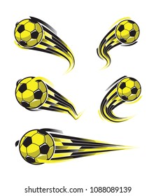 Football symbols set. fast moving soccer ball. logo for sports design. Vector illustration.