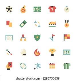 Football Symbols simple color Icons Set. flat design style minimal vector illustration