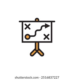 Football tactic icon, soccer strategy icon, flat design illustration. 