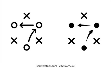 football tactics icon set, game success strategy in football, scheme play, vector illustration on white background