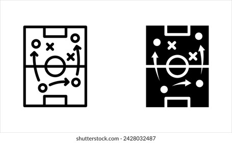 football tactics icon set, game success strategy in football, scheme play, vector illustration on white background