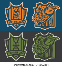 football team crest set with eagle and skull