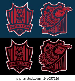 football team crest set with eagle and skull