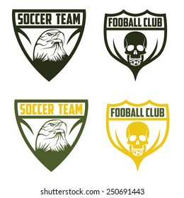 football team crests set with eagle and skull
