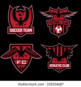football team crests set with eagles vector design template
