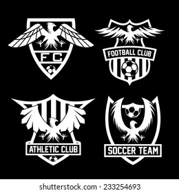 football team crests set with eagles vector design template