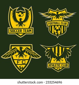 football team crests set with eagles vector design template