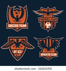 football team crests set with eagles vector design template