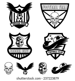 football team crests set with eagles and skulls