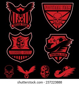 football team crests set with eagles and skulls