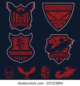 football team crests set with eagles and skulls