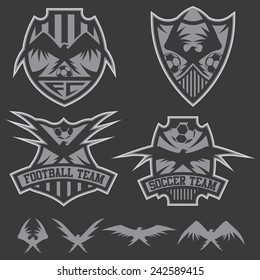 football team crests set with eagles vector design template