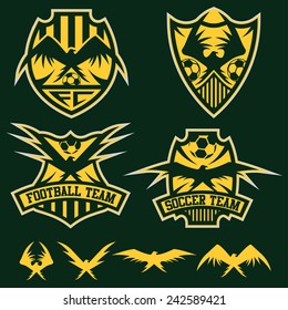 football team crests set with eagles vector design template