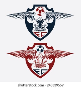 football team crests set with eagles vector design template