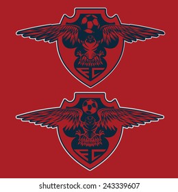 football team crests set with eagles vector design template