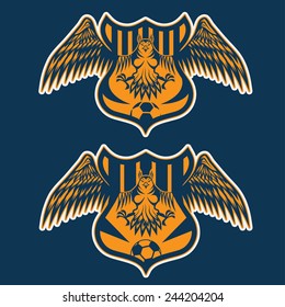 football team crests set with eagles vector design template