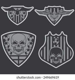 football team crests set with eagles and skulls