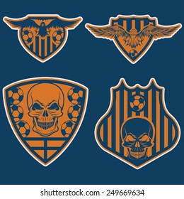 football team crests set with eagles and skulls