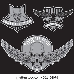 football team crests set with eagles and skulls