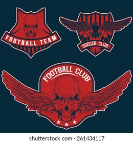 football team crests set with eagles and skulls