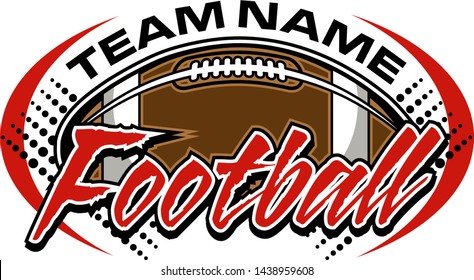 football team design with football and dots for college, school or league