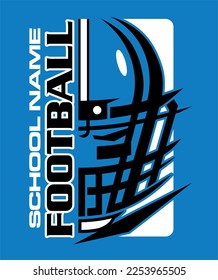 football team design with half helmet and facemask for school, college or league sports