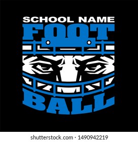 football team design with player wearing facemask for school, college or league