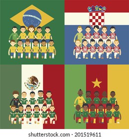 Football team and flag, Group A