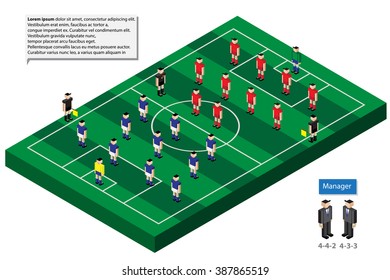 football team formation model with grass field for infographic