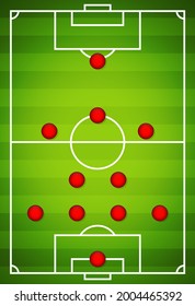 Football team formation. Soccer or football field. 4-2-3-1