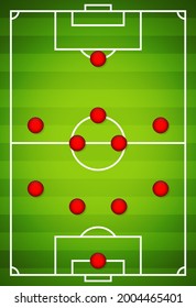 Football team formation. Soccer or football field. 4-5-1