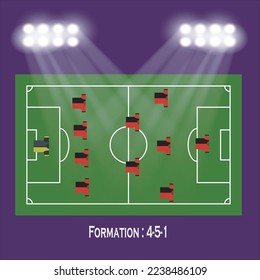 Football team formation. World Soccer or football. soccer lineup