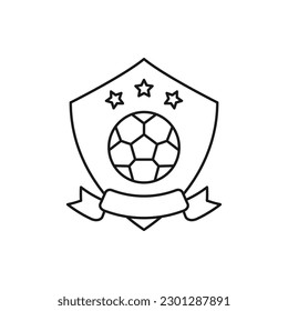 Football team logo. Soccer badge line icon isolated on white background. Vector illustration