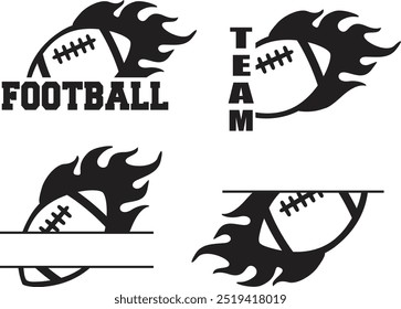 Football Team, Sport, Football Champion, Flames, Championship, American Football Game, Teamkollegen Name, Namensschild, Vektorgrafik