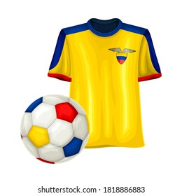 Football Team Sweatshirt with Ecuador Colors as Sportive Clothing and Ball Vector Illustration