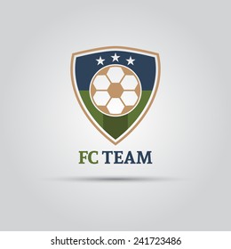football team vector logo shield with ball and stars