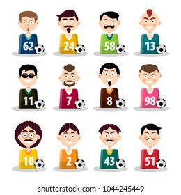 Football Team. Vector Soccer Players Icons Isolated on White Background.