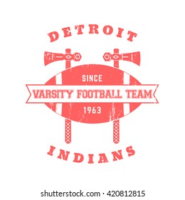 Football team vintage t-shirt print isolated on white, vector illustration
