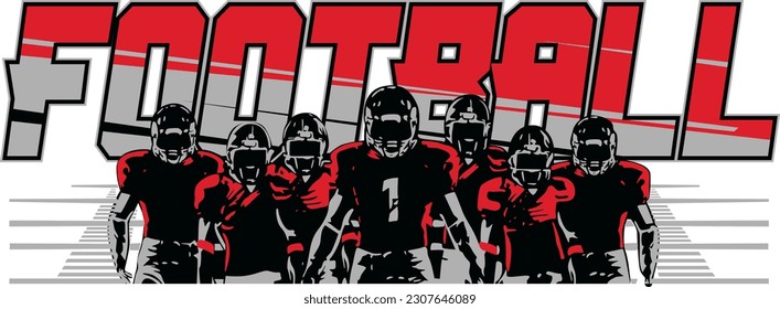 Football text with Players Team on Front (Editable) - Vector Illustration