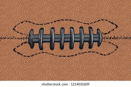 Football Texture with Black Laces