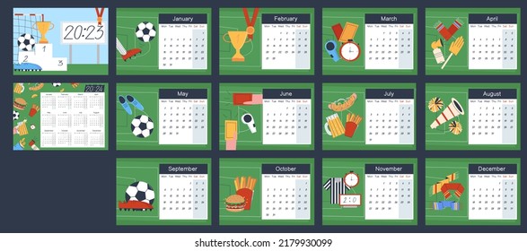 Hakuun Football Theme Vertical Calendar 2023 12 liittyvä vektorikuva