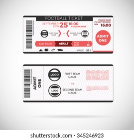 Football ticket card modern design. Vector illustration