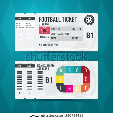 Football ticket card modern design. Vector illustration